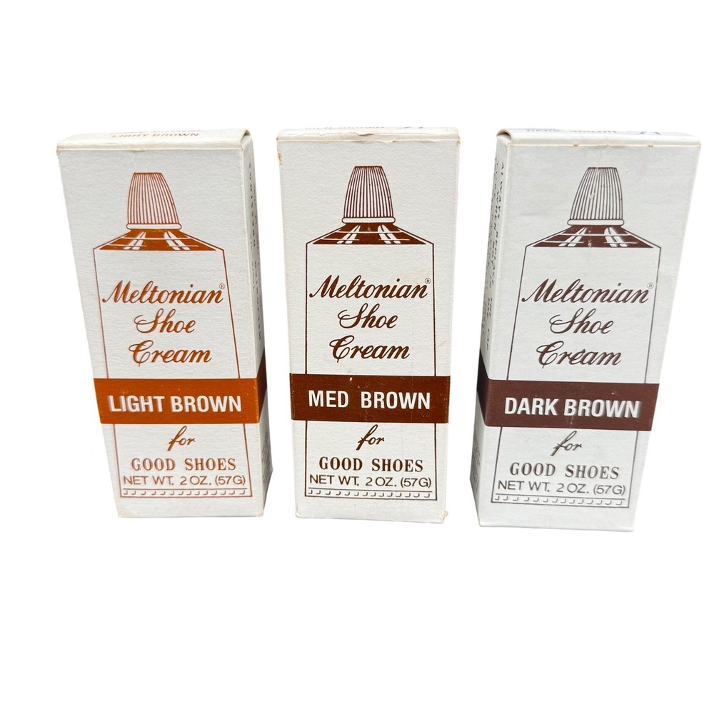 Vintage Meltonian Shoe Cream Set 3 Tubes Light Medium Dark Brown 2oz Britain